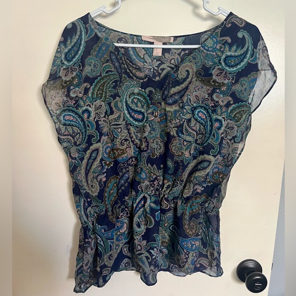 Navy boho paisley Forever 21 sleeveless blouse - Picture 1 of 4